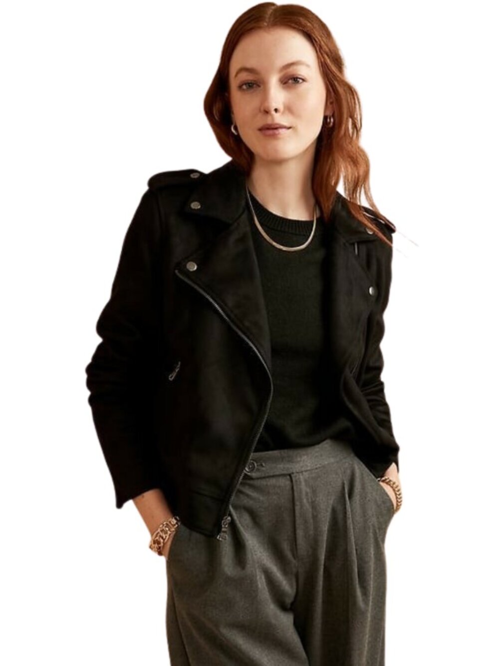 Banana Republic Vegan Suede Moto Jacket Black NWT Size Small
